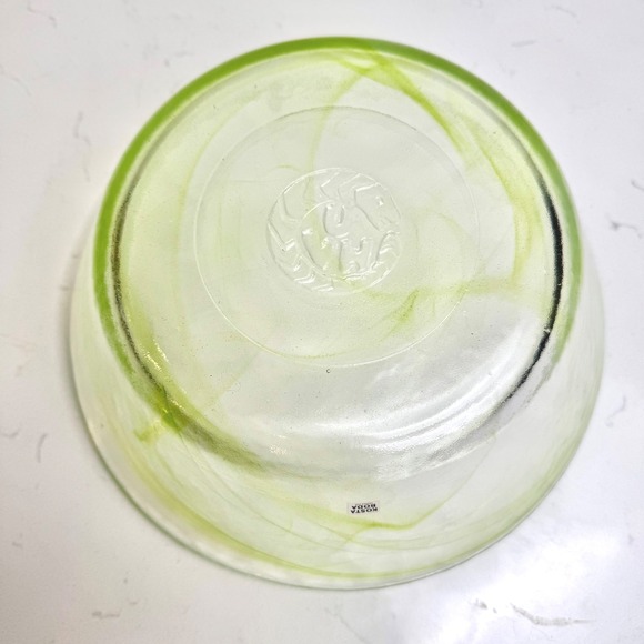 Kosta Boda Bowl Green Swirl Art Glass Serving Bowl Centerpiece Decor - Picture 4 of 6